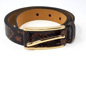BANANA REPUBLIC BROWN FAUX SNAKESKIN GENUINE LEATHER TEXTURED BELT WOMEN SMALL